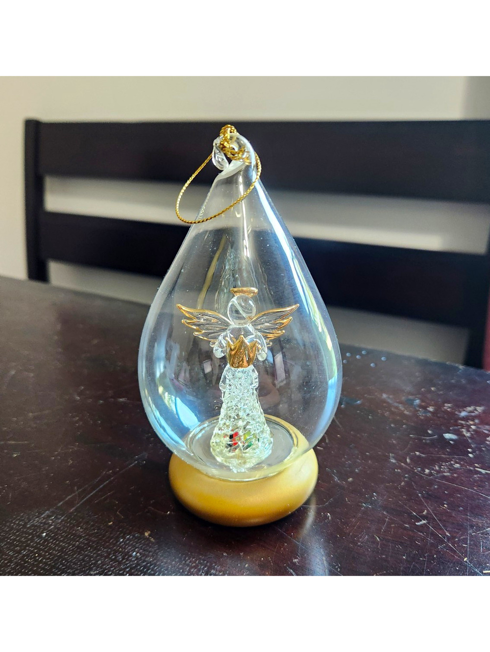 Vintage 1999 Avon Brilliant Spun Glass Angel Teardrop Ornament